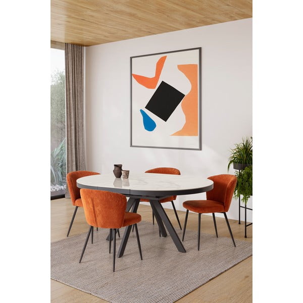 Okrúhly rozkladací jedálenský stôl s prídavnou doskou s keramickou doskou ø 120 cm Bela – Marckeric-image-2