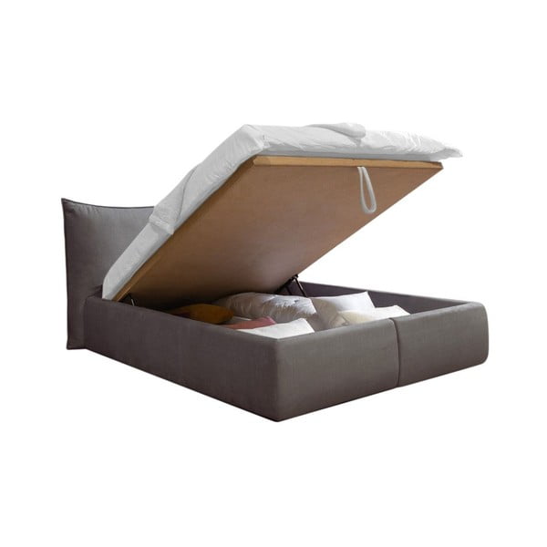 Tmavosivá zamatová čalúnená dvojlôžková posteľ s úložným priestorom s roštom 160x200 cm Jade - Bobochic Paris-image-3