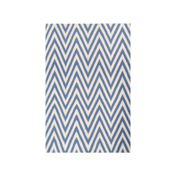 Vlnený koberec Zig Zag Light Blue, 180x120 cm