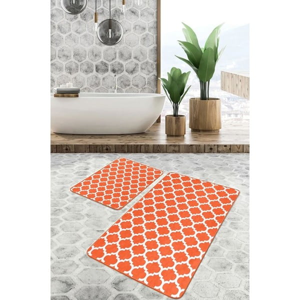 Oranžové zamatové kúpeľňové predložky v súprave 2 ks 60x100 cm – Mila Home-image-2