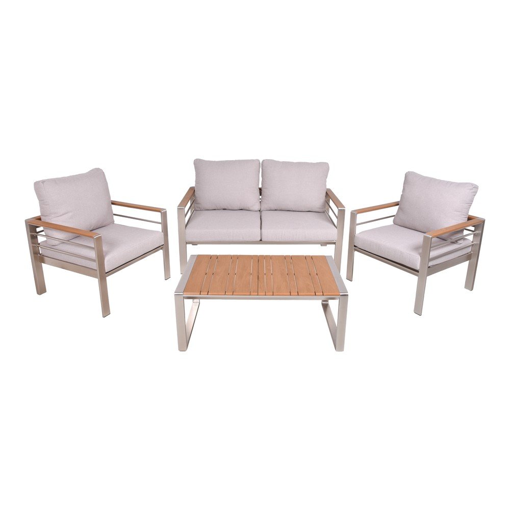 Sivý kovový záhradný lounge set pre 4 Florence – Garden Pleasure