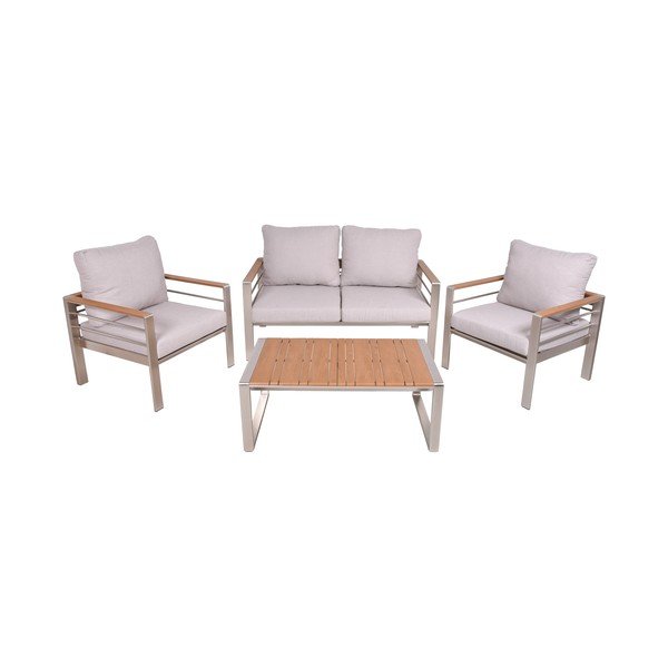 Sivý kovový záhradný lounge set pre 4 Florence – Garden Pleasure