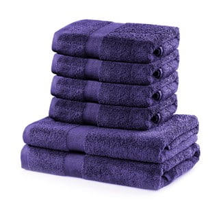 Set 2 bavlnených fialových osušiek a 4 uterákov DecoKing Marina
