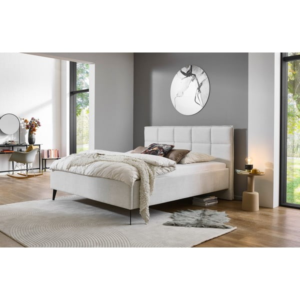 Béžová čalúnená dvojlôžková posteľ bez roštu 160x200 cm Paulo – Meise Möbel-image-1