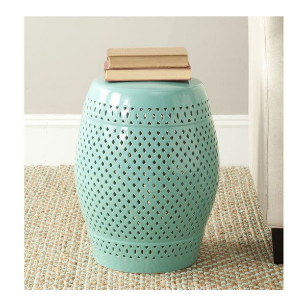 Tyrkysovomodrý keramický stolík vhodný do exteriéru Safavieh Diamond, ø 35 cm-image-1