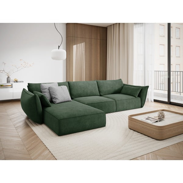 Tmavozelená rohová pohovka (ľavý roh) Vanda - Mazzini Sofas-image-1