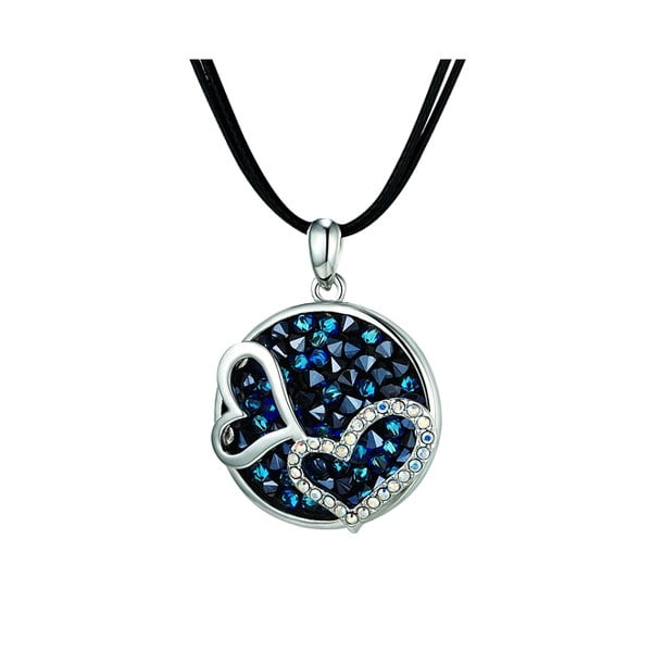 Náhrdelník s modrými krištáľmi Swarovski Elements Crystals Double Heart