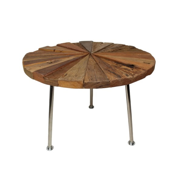 Odkladací stolík z teakového dreva HSM Collection Sun Stick, ⌀ 80 cm