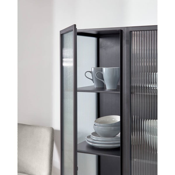 Čierna oceľová vitrína 70x143x41 cm Trixie – Kave Home-image-2