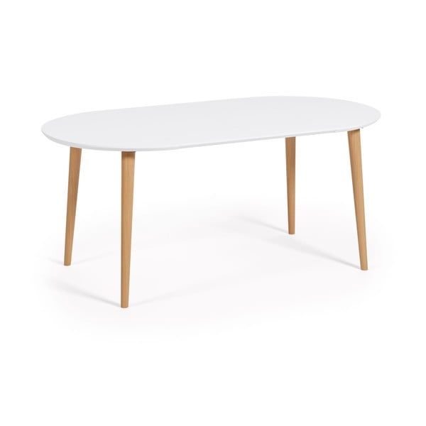 Biely okrúhly rozkladací jedálenský stôl s bielou doskou ø 90 cm Oqui – Kave Home-image-4