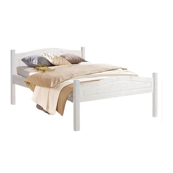Biela dvojlôžková drevená posteľ 13Casa cinnamomi, 140 x 200 cm
