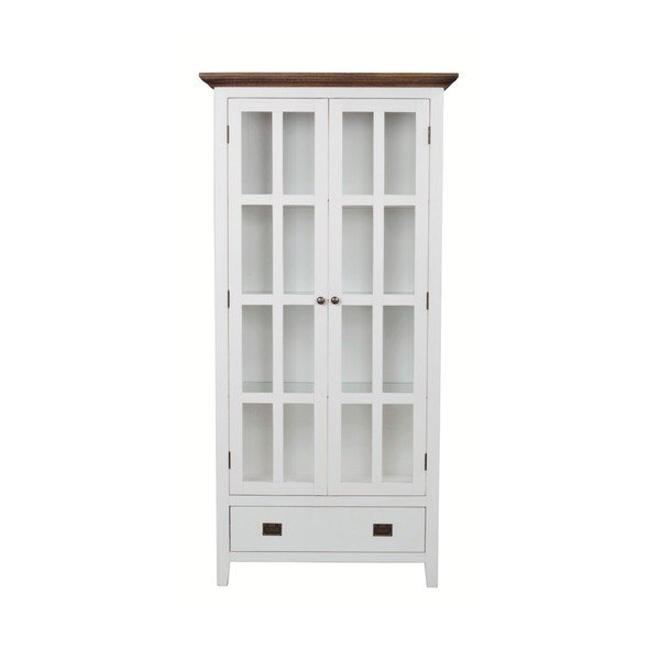 Biela drevená vitrína Rowico Nottingham, výška 195 cm-image-1