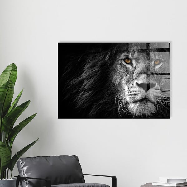 Sklenený obraz 70x50 cm Lion - Wallity-image-4