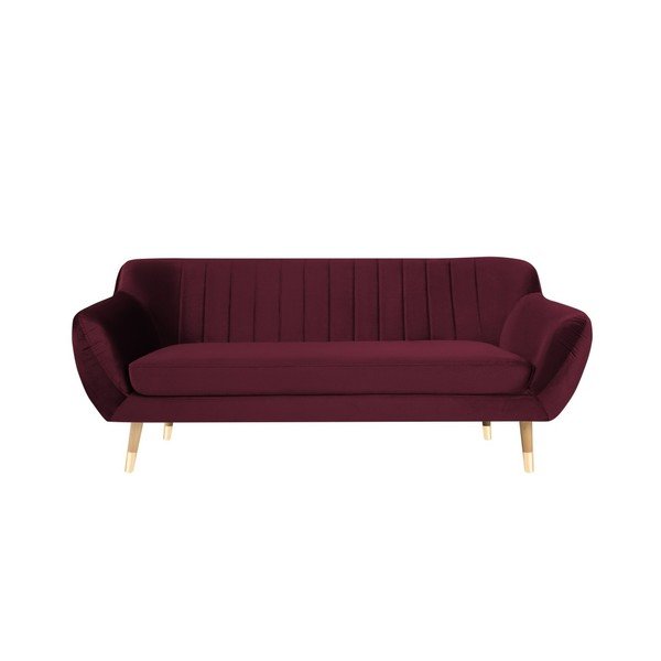 Vínovočervená zamatová pohovka Mazzini Sofas Benito, 188 cm