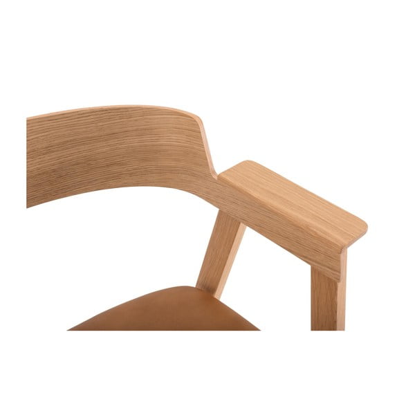 Hnedá/v prírodnej farbe kožená jedálenská stolička s podrúčkami Flip – Gazzda-image-4