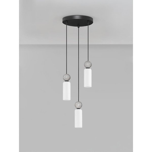 Matne čierne kamenné závesné svietidlo so skleneným tienidlom ø 25 cm Filomena – Nova Luce-image-3