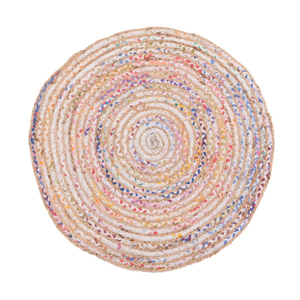 Farebný kruhový koberec z juty a bavlny InArt, ⌀ 90 cm