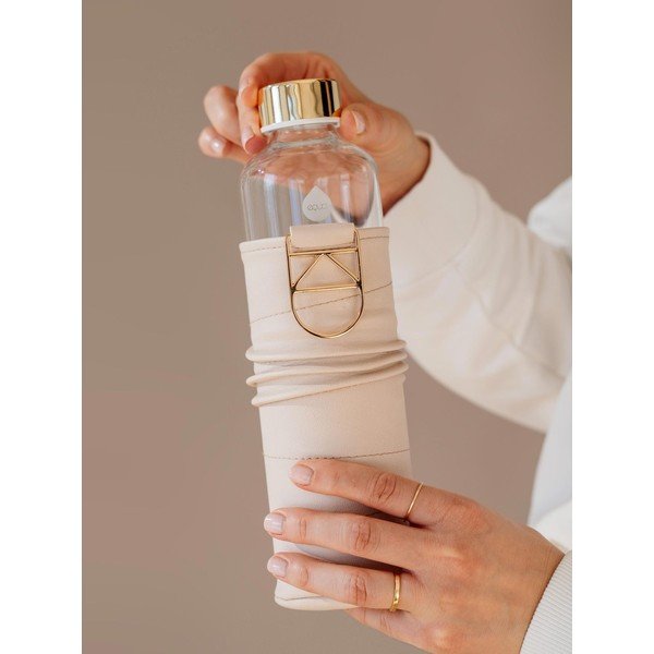 Béžová sklenená fľaša z borosilikátového skla s obalom z umelej kože Equa Mismatch, 750 ml-image-4