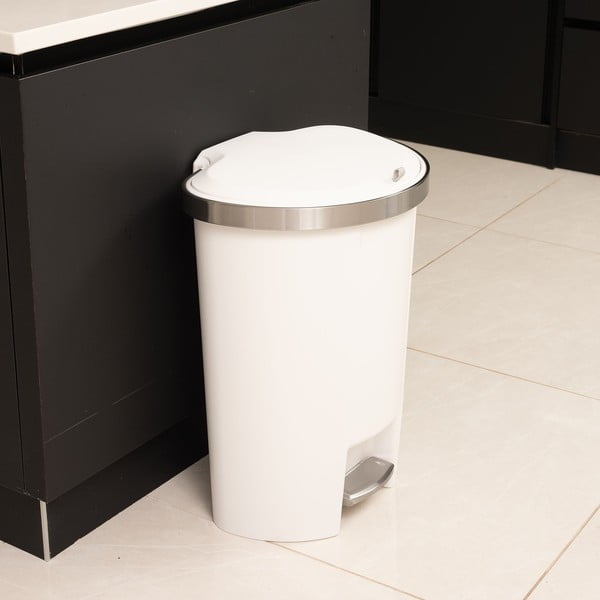 Biely nášľapný plastový odpadkový kôš 50 l – Addis-image-4