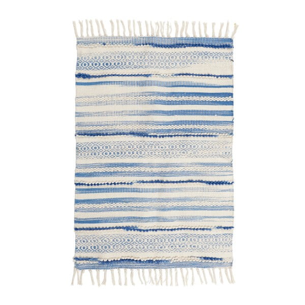 Modro-biely vlnený koberec InArt Lago, 90 x 60 cm