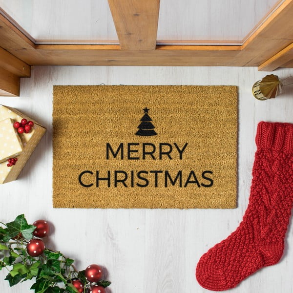 Rohožka s vianočným motívom z kokosového vlákna 40x60 cm Merry Christmas – Artsy Doormats-image-1