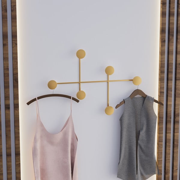 Kovový nástenný vešiak v zlatej farbe Dama-A – Kalune Design-image-1