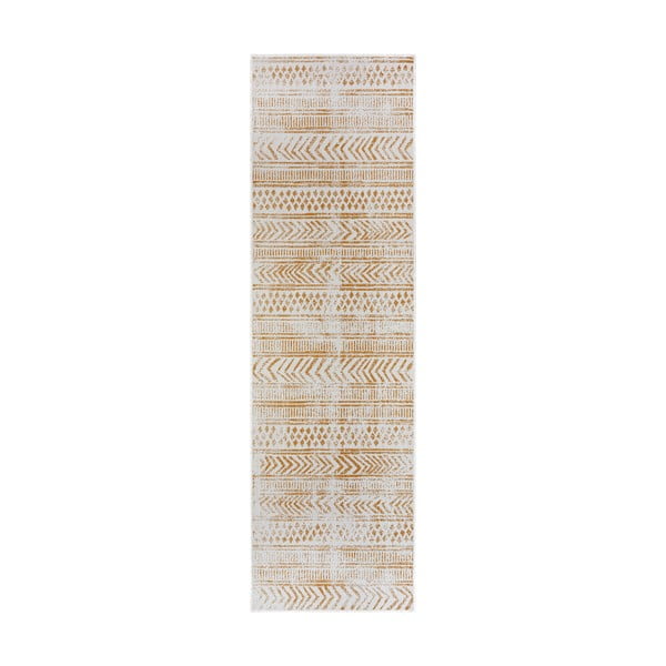 Okrovožlto-biely vonkajší koberec 80x350 cm Biri – NORTHRUGS