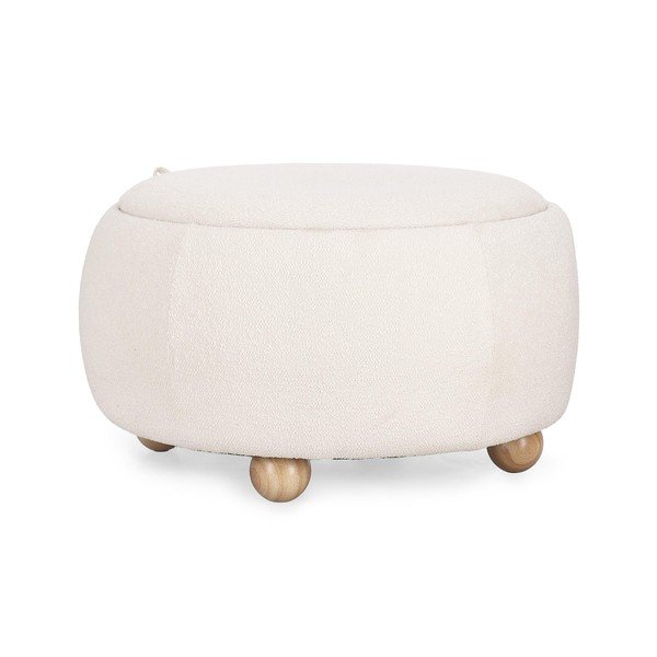Krémovobiely taburet z textílie buklé Irisha – Bizzotto