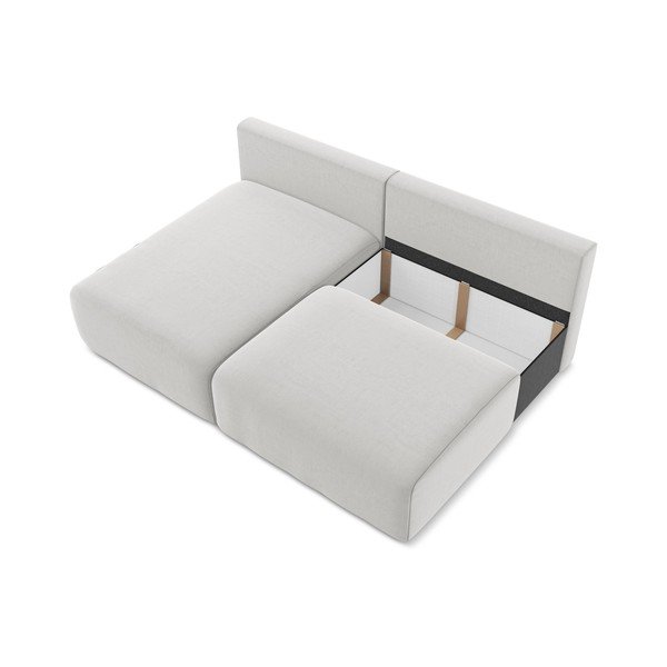 Svetlosivá zamatová rozkladacia/s úložným priestorom rohová pohovka (ľavý roh/s leňoškou) Kalena – Makamii-image-4
