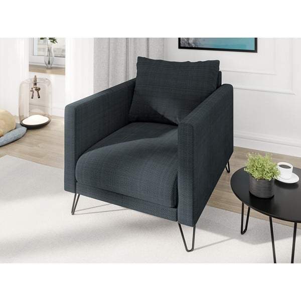 Tmavosivé ženilkové kreslo Freya – Ropez-image-3