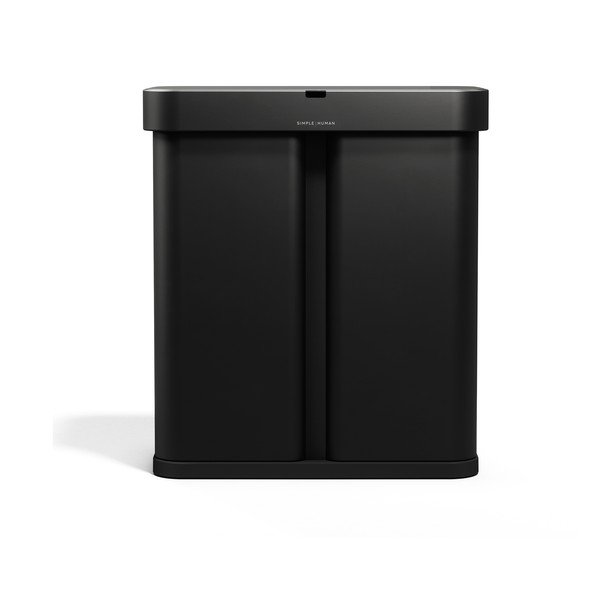 Čierny oceľový odpadkový kôš 34+24 l na triedený odpad/bezdotykový Dual Sensor – simplehuman-image-2