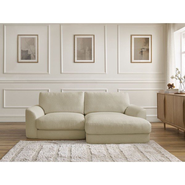 Béžová rohová pohovka z textílie buklé (pravý roh/s leňoškou) Leonore – Bobochic Paris-image-1