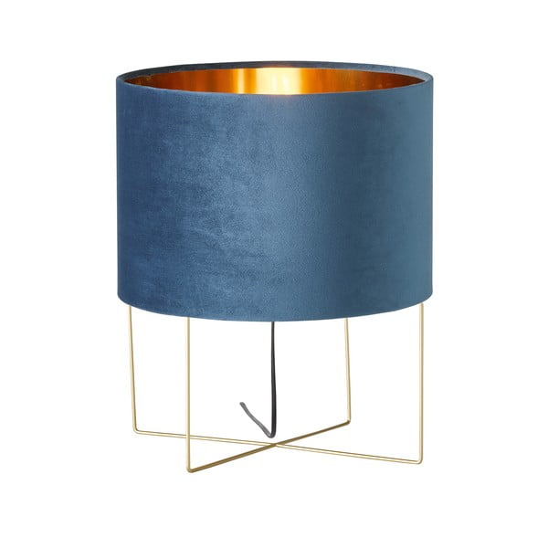 Modrá stolová lampa s textilným tienidlom (výška  43 cm) Aura – Fischer & Honsel