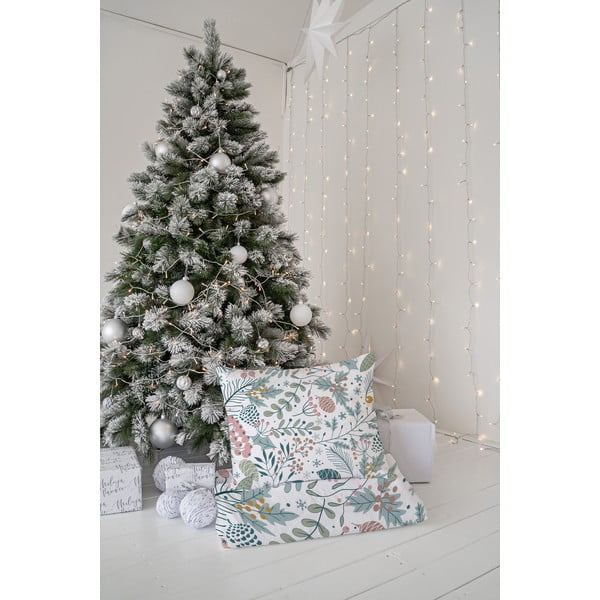 Biele/modré obliečky na jednolôžko z bavlneného saténu 140x200 cm Pastel Christmas – Butter Kings-image-2