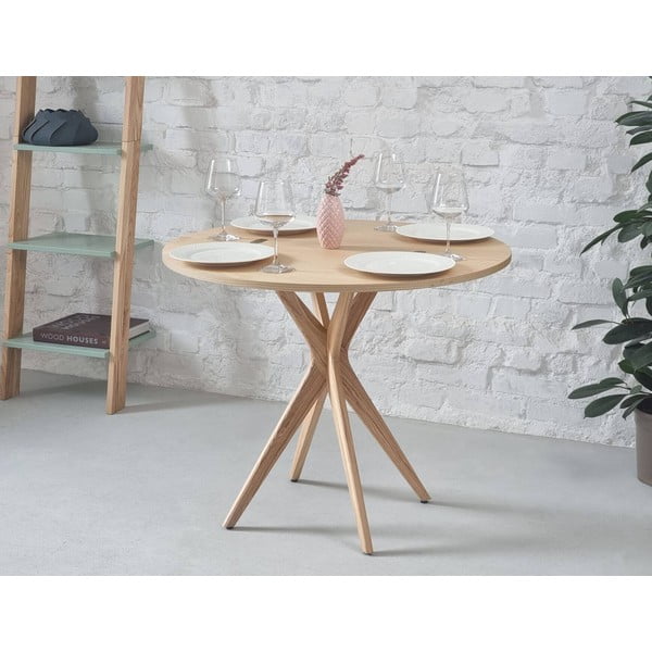 Okrúhly jedálenský stôl s doskou v dekore jaseňového dreva ø 80 cm Jubi – Ragaba-image-1