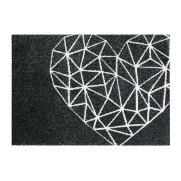 Čierna rohožka Mint Rugs StateMat Heart, 50 × 75 cm