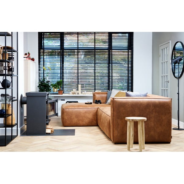 Hnedá rohová pohovka z recyklovanej kože WOOOD Bean, ľavý roh-image-4