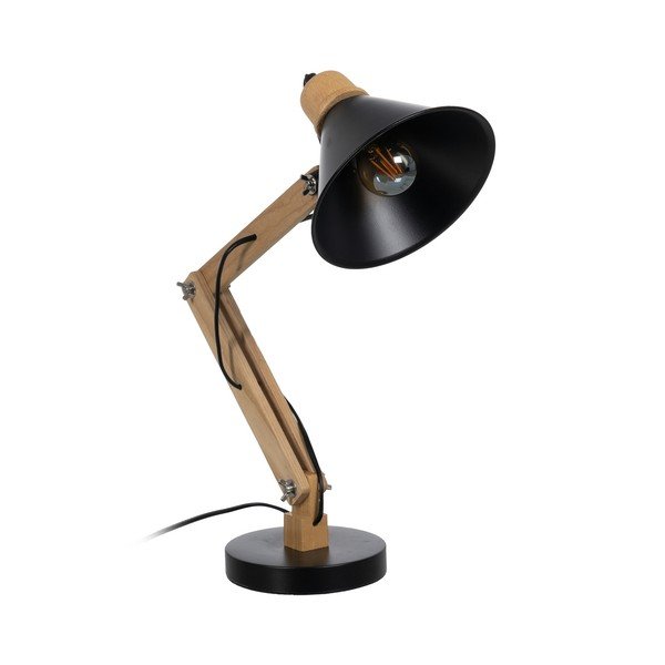 Stolová lampa v čiernej a prírodnej farbe s kovovým tienidlom (výška 55 cm) – Ixia