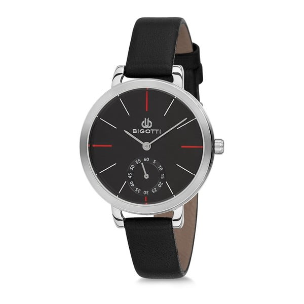 Dámske hodinky s čiernym koženým remienkom Bigotti Milano Silverina