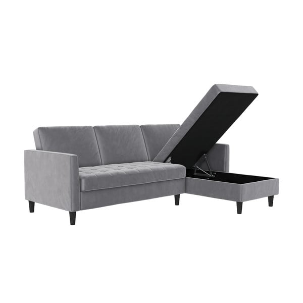 Svetlosivá zamatová rohová pohovka Presley – Støraa-image-3