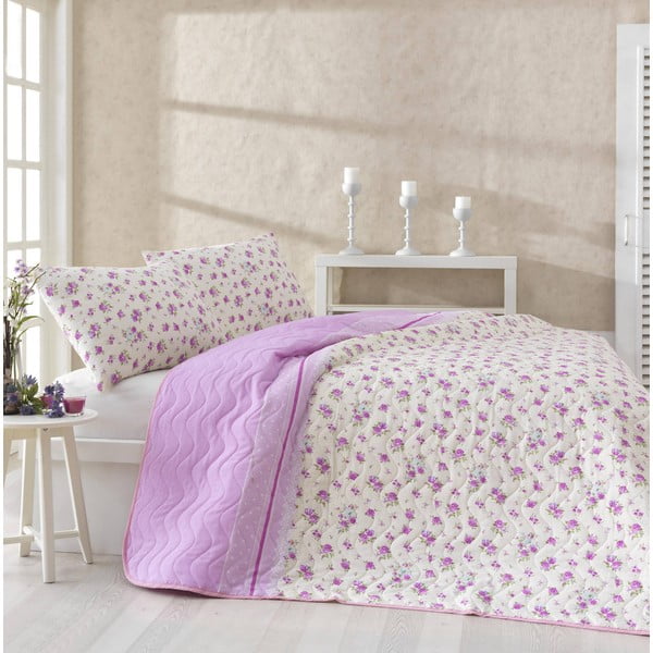 Sada prikrývky cez posteľ a dvoch obliečok na vankúš Fresh Pink, 200x220 cm