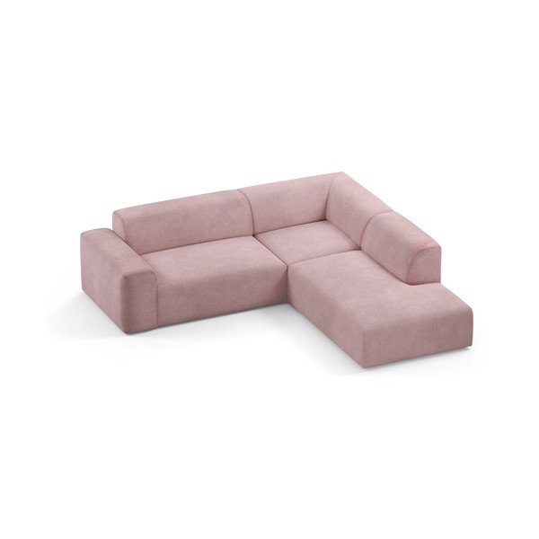 Ružová menčestrová rohová pohovka Marie Claire Home Karen, 260 cm, pravý roh-image-3