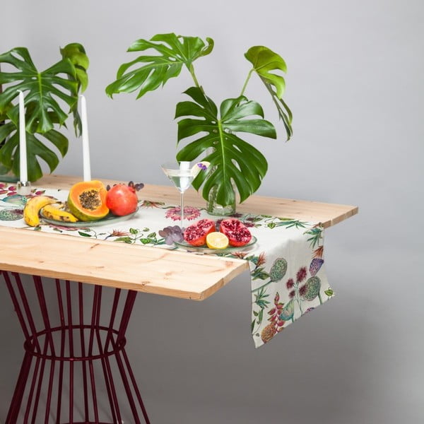 Sada 2 stolových behúňov s ľanovou prímesou Madre Selva Flores Salvajes-image-1