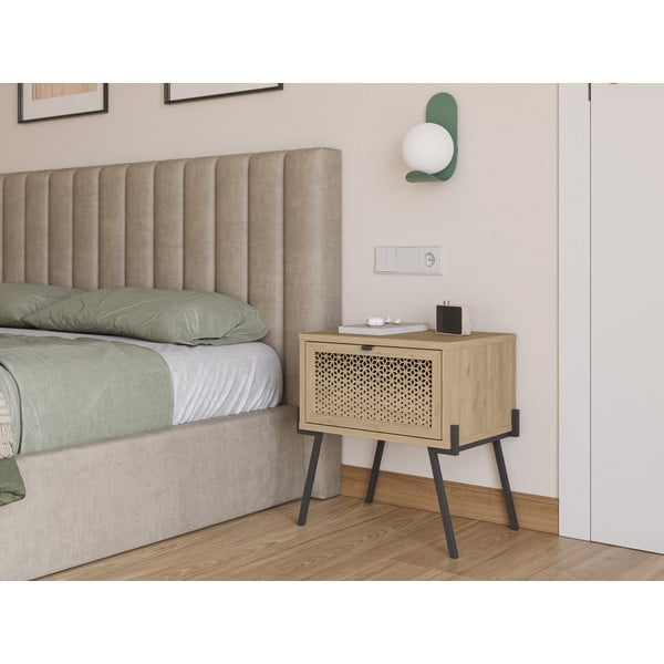 Nočný stolík v dekore duba v prírodnej farbe Ecrin – Marckeric-image-1