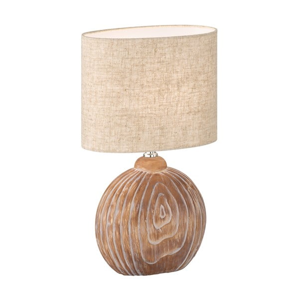 Hnedo-béžová keramická stolová lampa s textilným tienidlom (výška 39 cm) Tobse – Fischer & Honsel