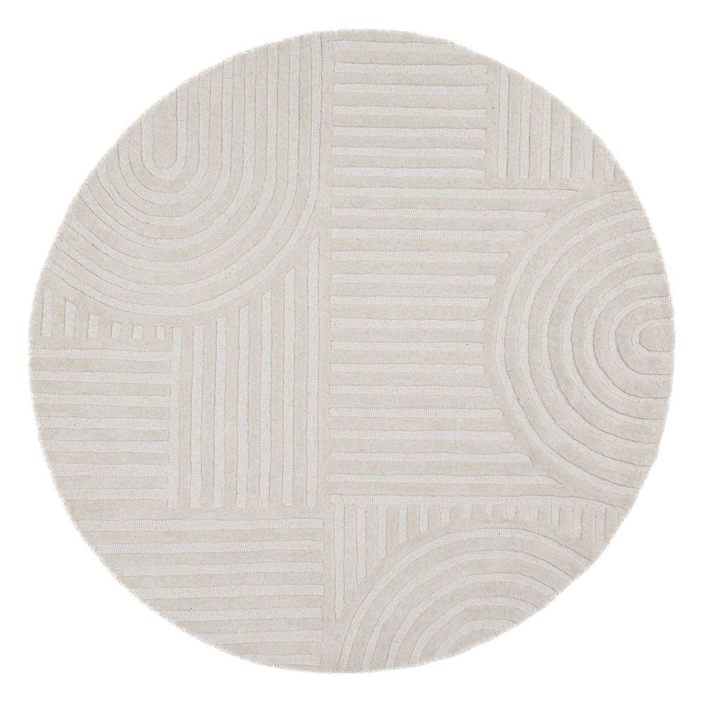 E-shop Slonovinový ručne tkaný vlnený okrúhly koberec ø 160 cm Zen Garden – Flair Rugs