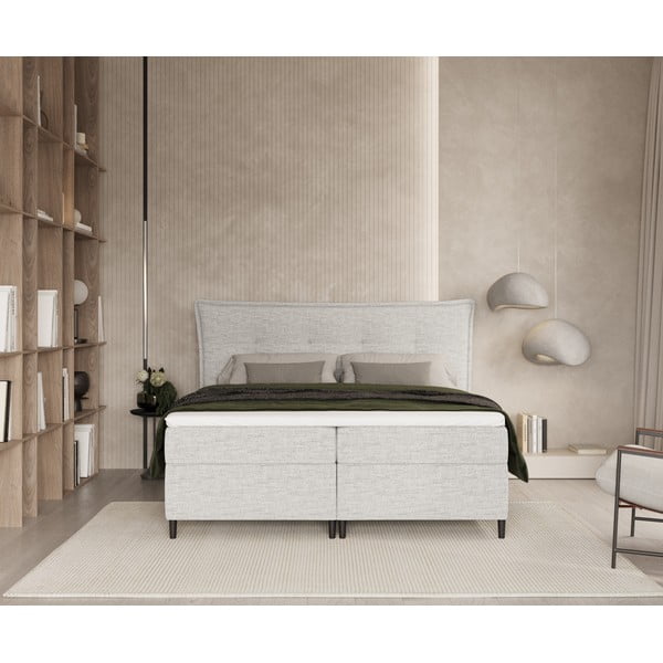 Svetlosivá boxspring posteľ s úložným priestorom 160x200 cm Sinai – Maison de Rêve-image-3