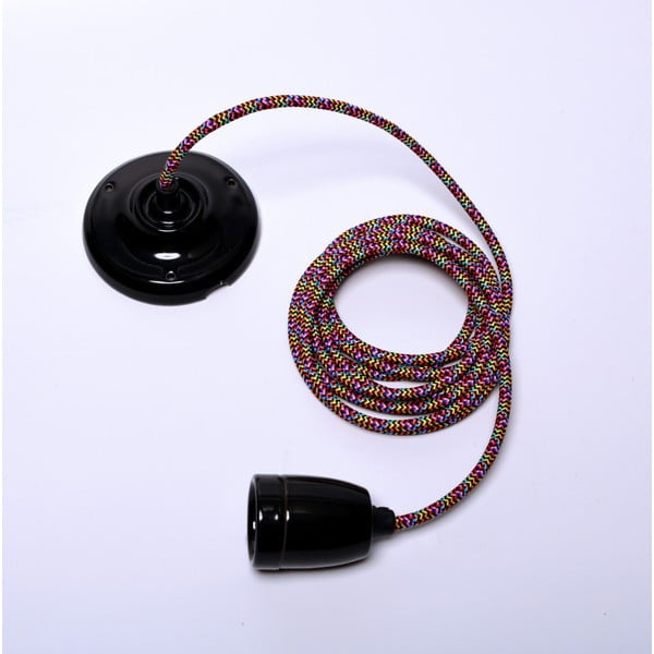 Farebný kábel na stropné svietidlo s čiernou objímkou Filament Style Diamond