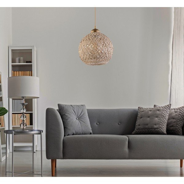 Závesné svietidlo v béžovo-zlatej farbe s tienidlom z juty ø 24 cm – Opviq lights-image-1