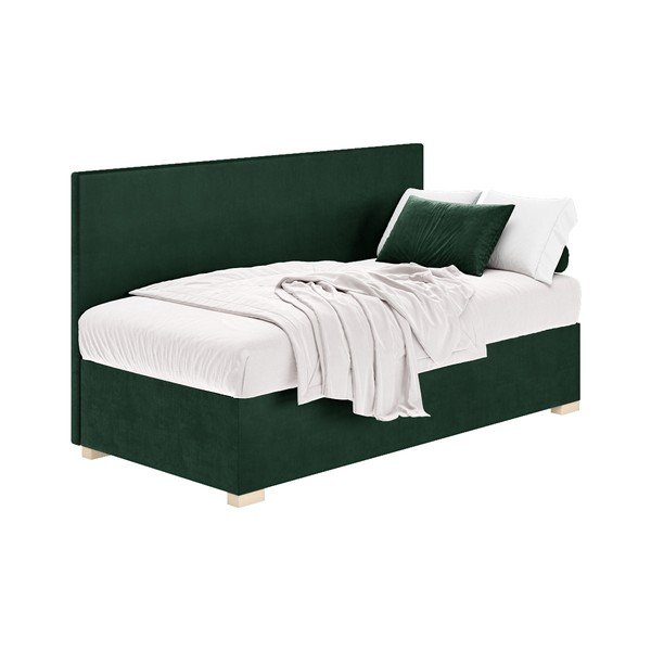 Tmavozelená detská posteľ s úložným priestorom s matracom 90x200 cm Cozi – Ghado-image-2